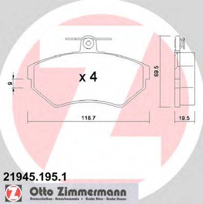 ZIMMERMANN 219451951 Комплект тормозных колодок, дисковый тормоз
