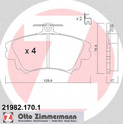 Комплект гальмівних колодок, дискове гальмо ZIMMERMANN 21982.170.1