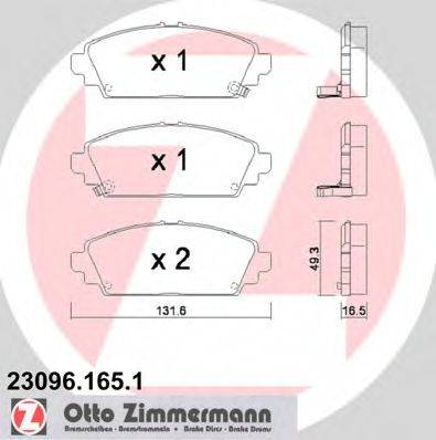 ZIMMERMANN 230961651 Комплект тормозных колодок, дисковый тормоз