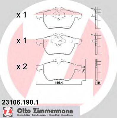 Комплект гальмівних колодок, дискове гальмо ZIMMERMANN 23106.190.1