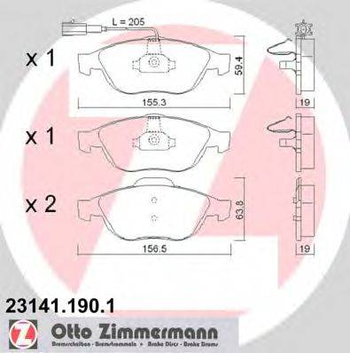 Комплект гальмівних колодок, дискове гальмо ZIMMERMANN 23141.190.1