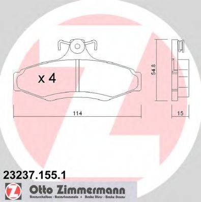 Комплект гальмівних колодок, дискове гальмо ZIMMERMANN 23237.155.1