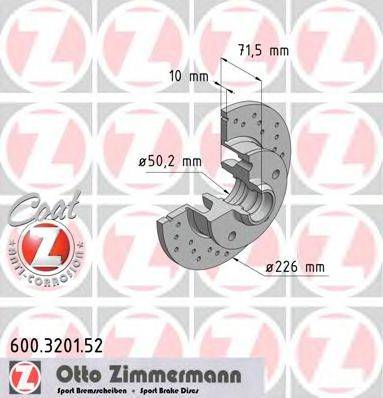 гальмівний диск ZIMMERMANN 600.3201.52