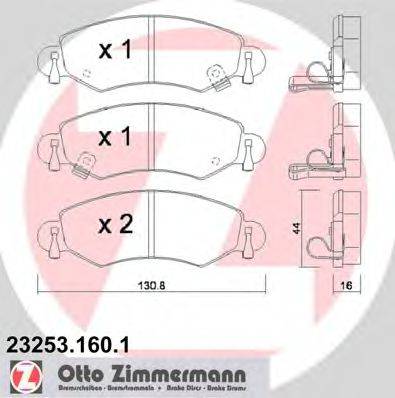 Комплект гальмівних колодок, дискове гальмо ZIMMERMANN 23253.160.1