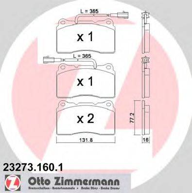 Комплект тормозных колодок, дисковый тормоз ZIMMERMANN 23273.160.1