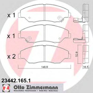 Комплект тормозных колодок, дисковый тормоз ZIMMERMANN 23442.165.1