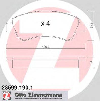 ZIMMERMANN 235991901 Комплект гальмівних колодок, дискове гальмо