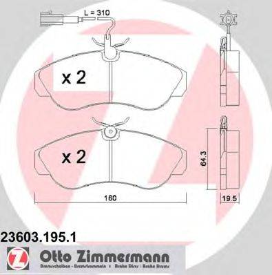 Комплект тормозных колодок, дисковый тормоз ZIMMERMANN 23603.195.1