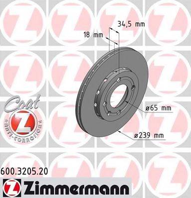 ZIMMERMANN 600320520 Тормозной диск