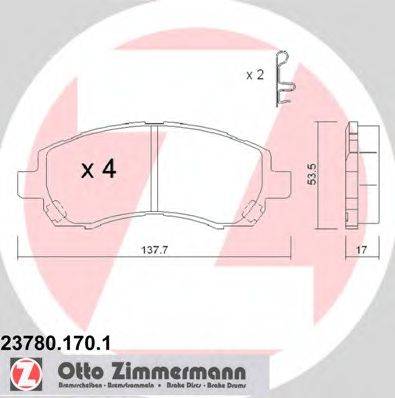 ZIMMERMANN 237801701 Комплект тормозных колодок, дисковый тормоз