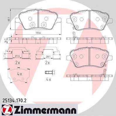 ZIMMERMANN 251341702 Комплект тормозных колодок, дисковый тормоз