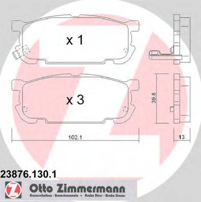 ZIMMERMANN 238761301 Комплект тормозных колодок, дисковый тормоз