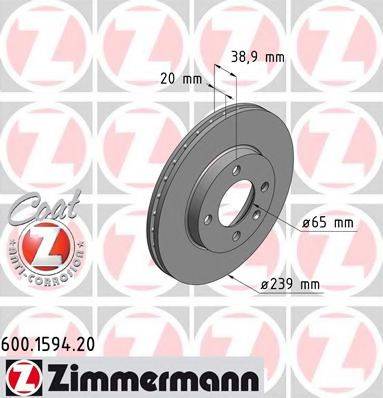Тормозной диск ZIMMERMANN 600.1594.20