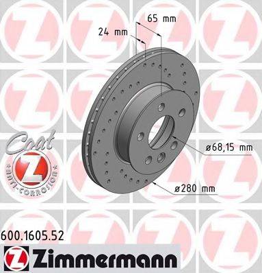 ZIMMERMANN 600160552 Тормозной диск