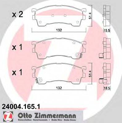 ZIMMERMANN 240041651 Комплект тормозных колодок, дисковый тормоз