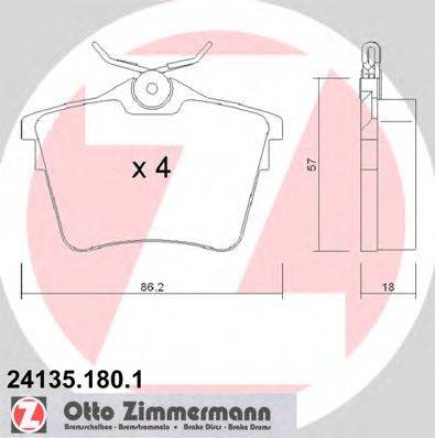 ZIMMERMANN 241351801 Комплект тормозных колодок, дисковый тормоз