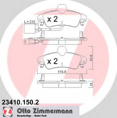 ZIMMERMANN 234101502 Комплект тормозных колодок, дисковый тормоз