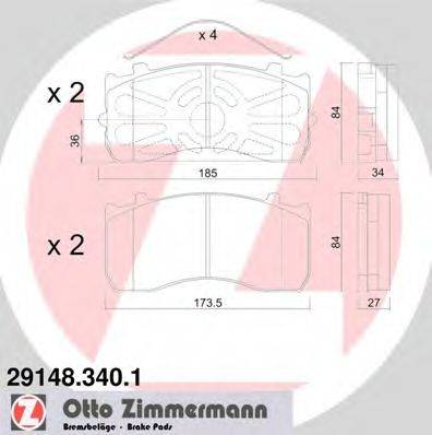 ZIMMERMANN 291483401 Комплект тормозных колодок, дисковый тормоз