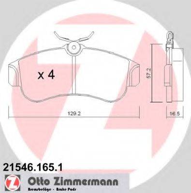 Комплект тормозных колодок, дисковый тормоз ZIMMERMANN 21546.165.1