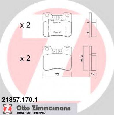 Комплект гальмівних колодок, дискове гальмо ZIMMERMANN 21857.170.1