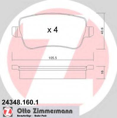 Комплект тормозных колодок, дисковый тормоз ZIMMERMANN 24348.160.1