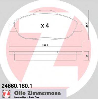 ZIMMERMANN 246601801 Комплект тормозных колодок, дисковый тормоз