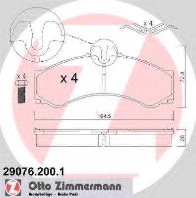 ZIMMERMANN 290762001 Комплект тормозных колодок, дисковый тормоз