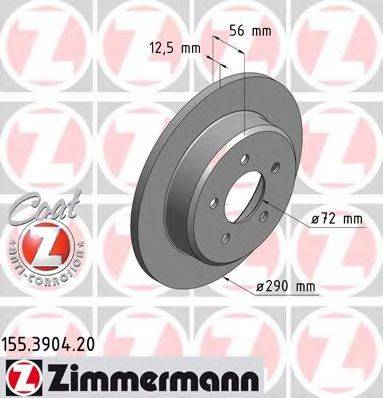 гальмівний диск ZIMMERMANN 155.3904.20