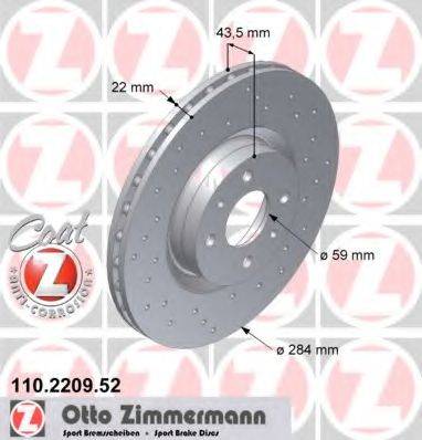 гальмівний диск ZIMMERMANN 110.2209.52