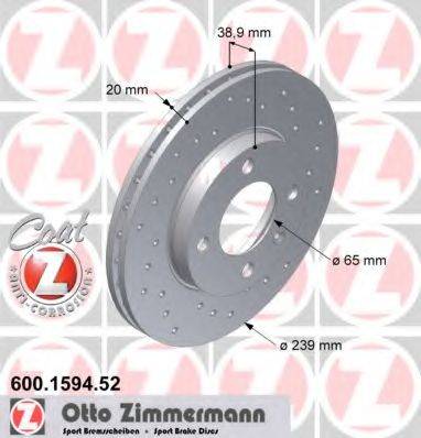гальмівний диск ZIMMERMANN 600.1594.52