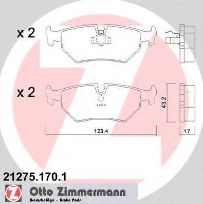Комплект гальмівних колодок, дискове гальмо ZIMMERMANN 21275.170.1
