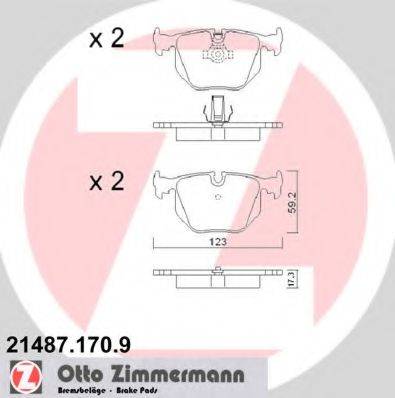 Комплект тормозных колодок, дисковый тормоз ZIMMERMANN 21487.170.9