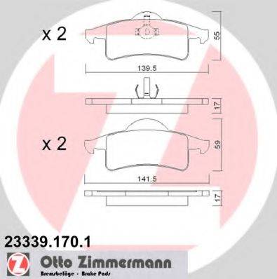 Комплект тормозных колодок, дисковый тормоз ZIMMERMANN 23339.170.1