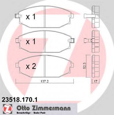Комплект гальмівних колодок, дискове гальмо ZIMMERMANN 23518.170.1