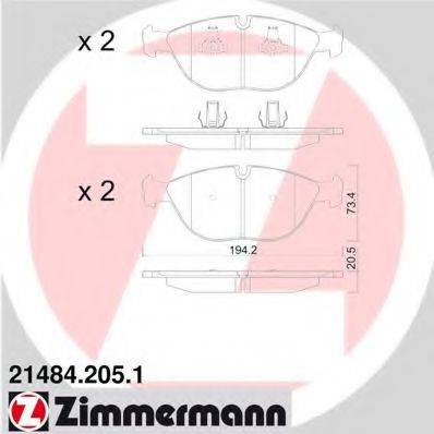 Комплект гальмівних колодок, дискове гальмо ZIMMERMANN 21484.205.1