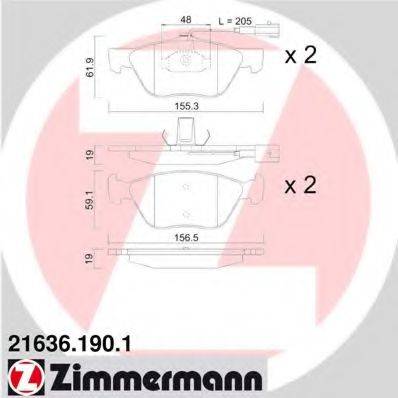 ZIMMERMANN 216361901 Комплект тормозных колодок, дисковый тормоз