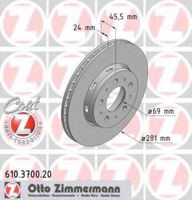 Тормозной диск ZIMMERMANN 610.3700.20