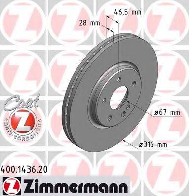 ZIMMERMANN 400143620 Тормозной диск