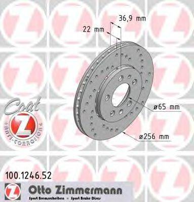 гальмівний диск ZIMMERMANN 100.1246.52