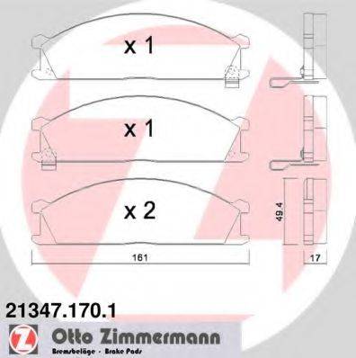 Комплект гальмівних колодок, дискове гальмо ZIMMERMANN 21347.170.1