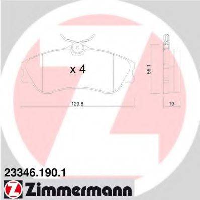 Комплект гальмівних колодок, дискове гальмо ZIMMERMANN 23346.190.1