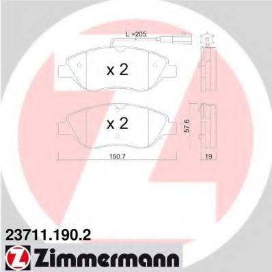 ZIMMERMANN 237111902 Комплект тормозных колодок, дисковый тормоз
