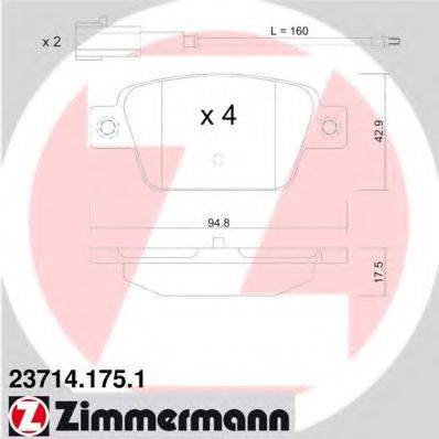Комплект тормозных колодок, дисковый тормоз ZIMMERMANN 23714.175.1