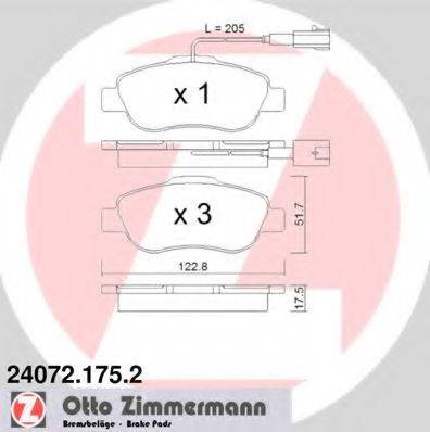 ZIMMERMANN 240721752 Комплект тормозных колодок, дисковый тормоз