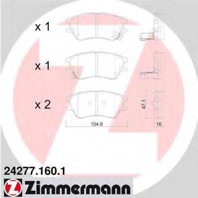 Комплект гальмівних колодок, дискове гальмо ZIMMERMANN 24277.160.1