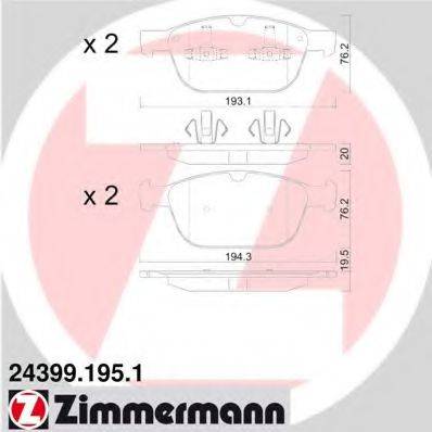 ZIMMERMANN 243991951 Комплект тормозных колодок, дисковый тормоз
