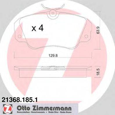 Комплект гальмівних колодок, дискове гальмо ZIMMERMANN 21368.185.1