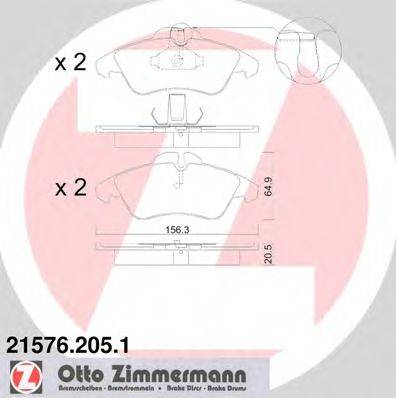 ZIMMERMANN 215762051 Комплект гальмівних колодок, дискове гальмо