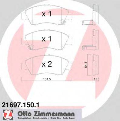 Комплект тормозных колодок, дисковый тормоз ZIMMERMANN 21697.150.1