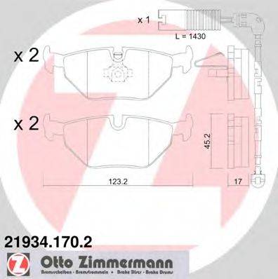 Комплект гальмівних колодок, дискове гальмо ZIMMERMANN 21934.170.2